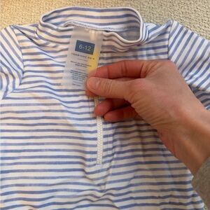 Toobydoo Blue and White Striped Kids Swim One Piece